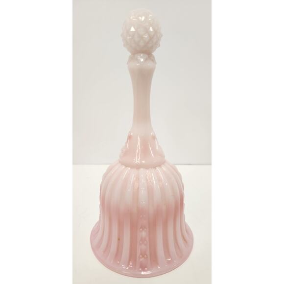 Vintage Fenton Pink Opalescent Glass Bell & Goblet Set Iridescent Rose Colonial - Picture 5 of 12